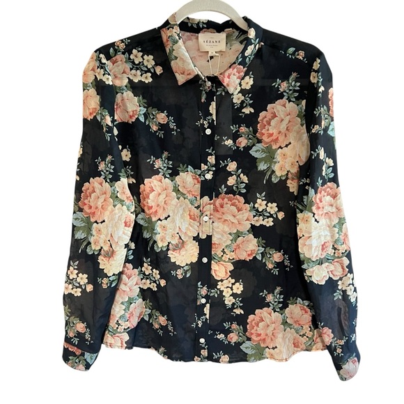 Sezane Tops - Sezane Womens Pierro Pila Floral Silk Cotton Long Sleeve Button Down Shirt Sz 4